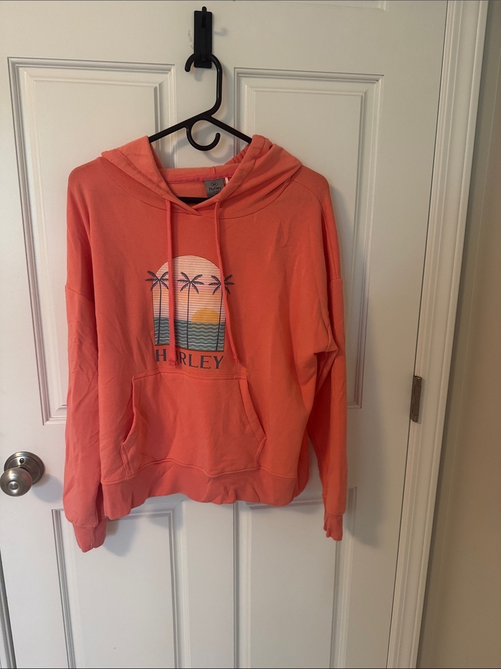 Hurley Coral Hooded Pullover with Palm Sunset Graphic